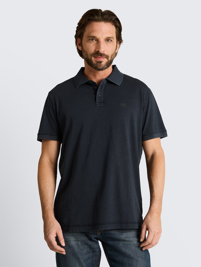Poloshirt in used-look door Men, navy tonal stripe