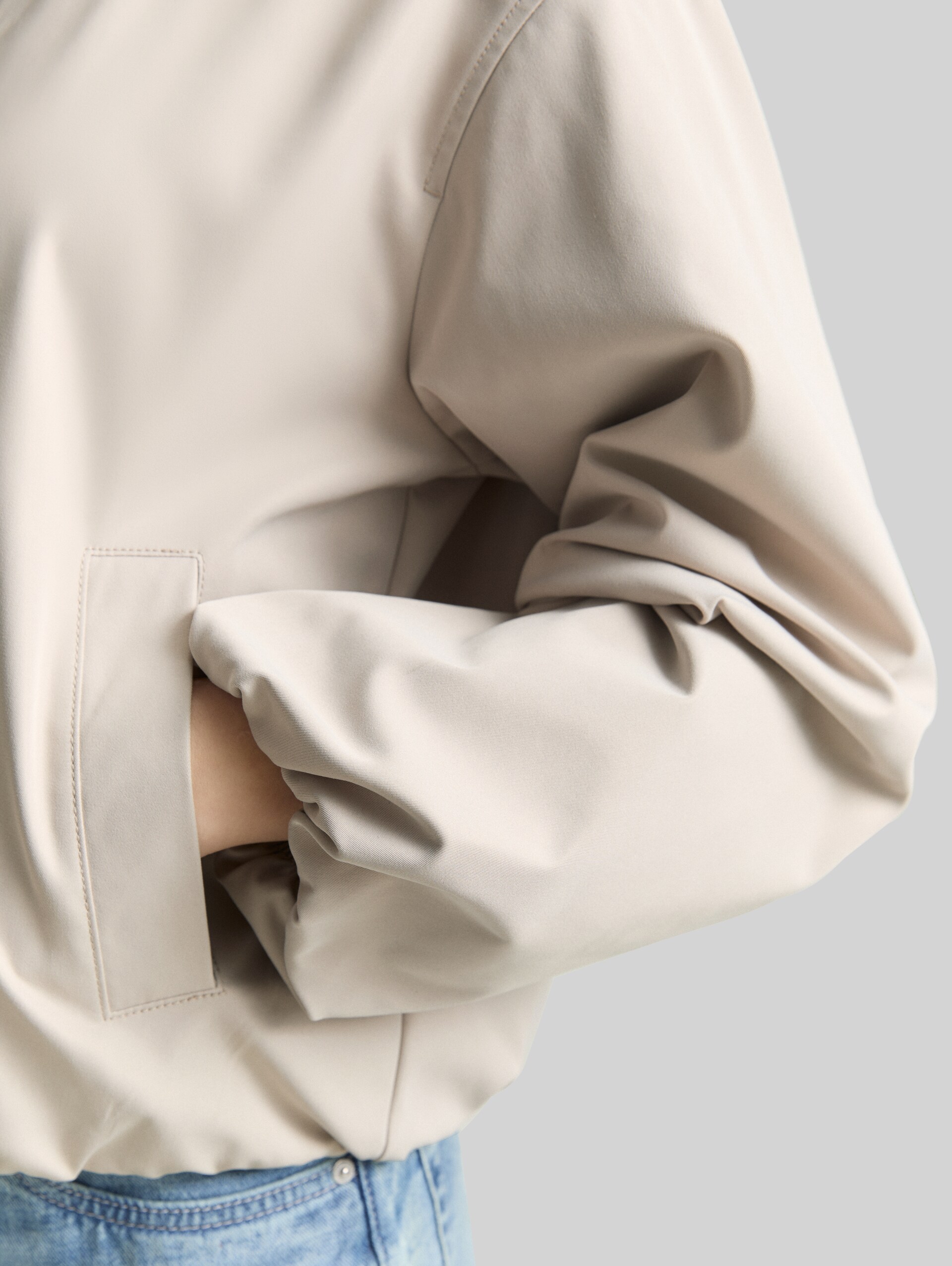 Bomber jacket made from water-repellent material - cloud grey - Detail model view