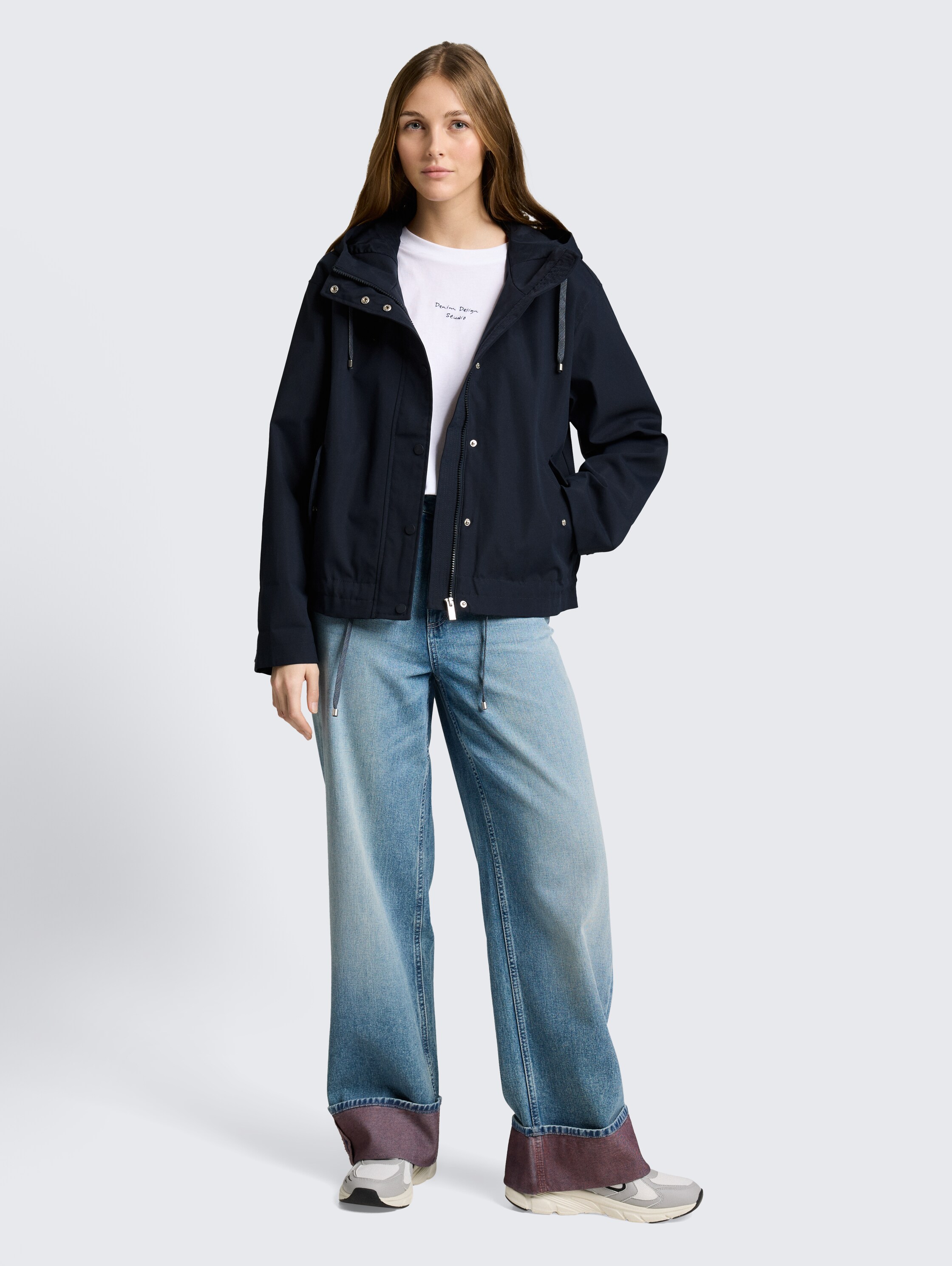 Ultralichte korte parka van waterafstotend materiaal - sky_captain_blue_1 - 