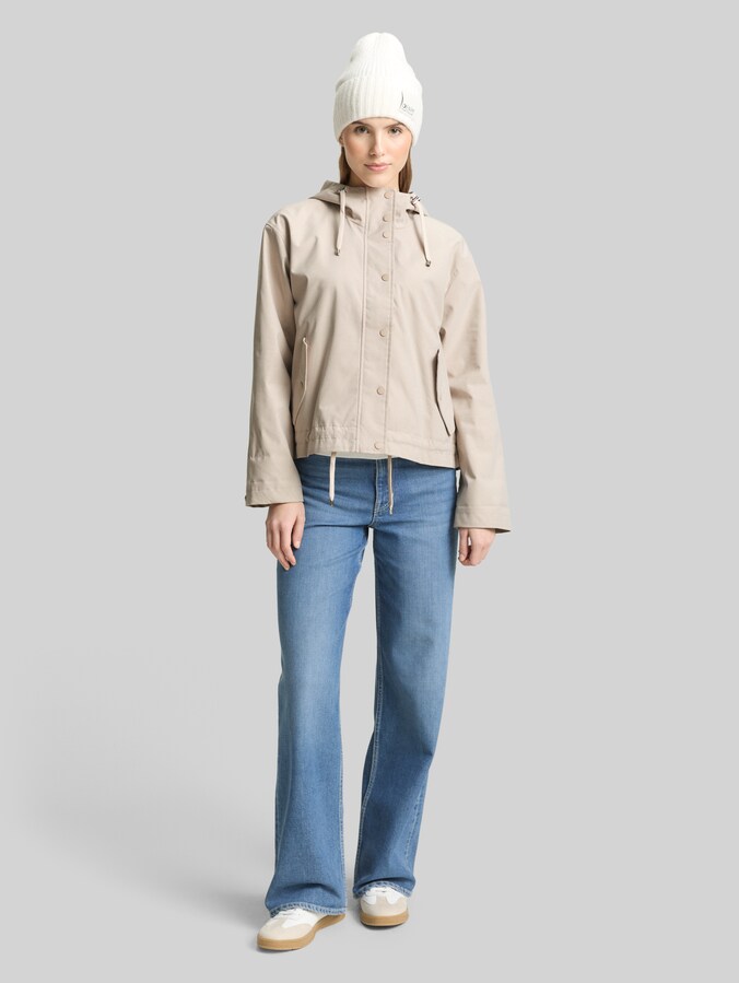 Ultralichte korte parka van waterafstotend materiaal door Denim Female, cloud grey