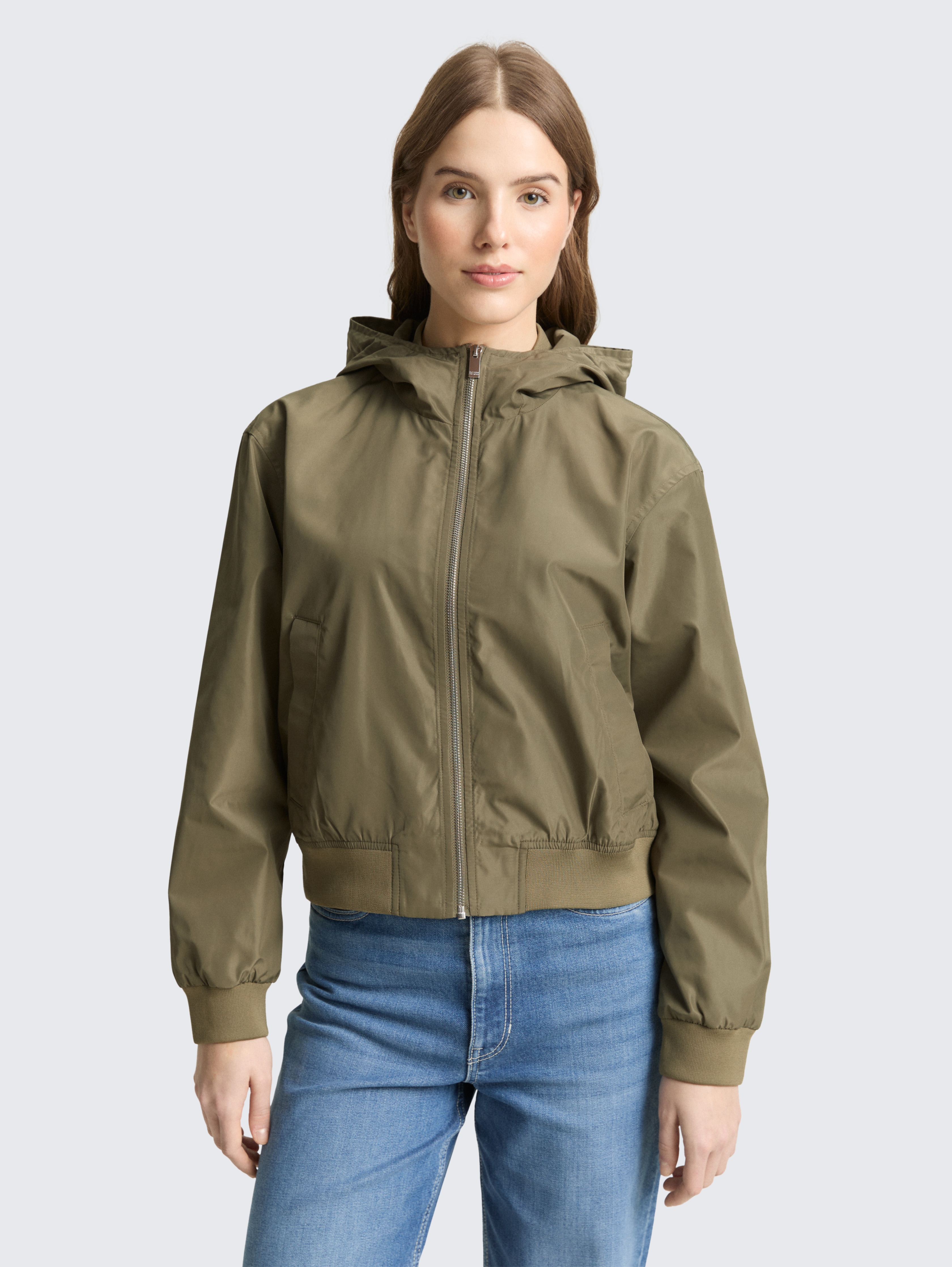 Blouson Jacke aus wasserabweisendem Material von Denim Female, light dusty olive green