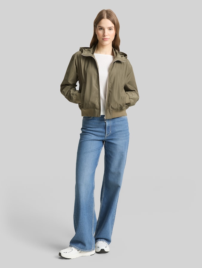 Blousonjas van waterafstotend materiaal door Denim Female, light dusty olive green