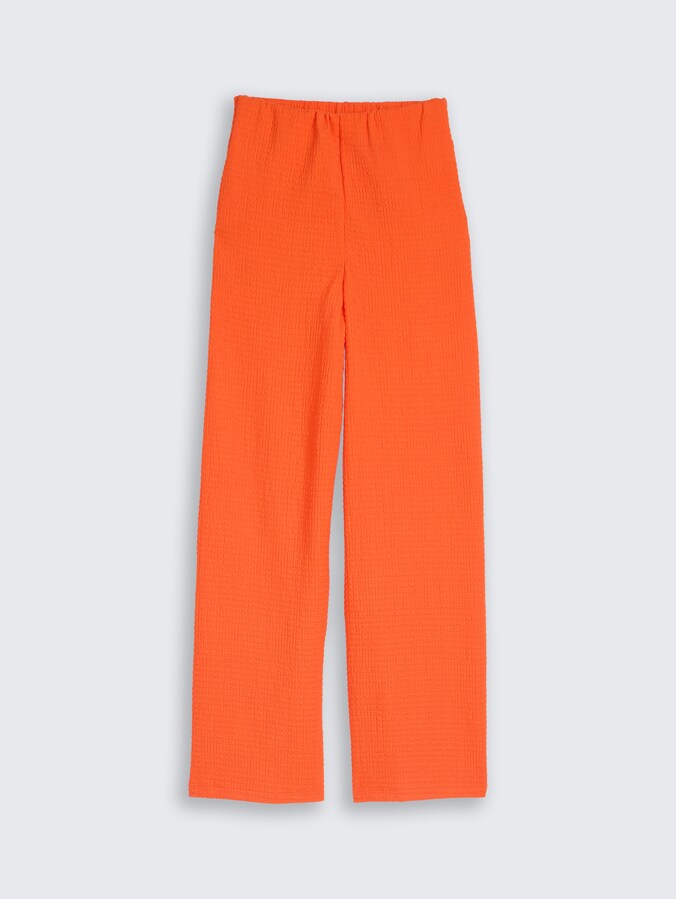 Crinkle Wide Leg Hose von Denim Female, Fiery Orange