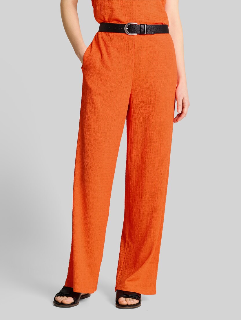 Crinkle broek met wijde pijpen door Denim Female, Fiery Orange