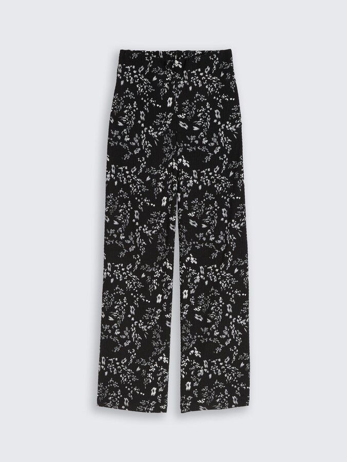 Crinkle Wide Leg Hose von Denim Female, black white flower print