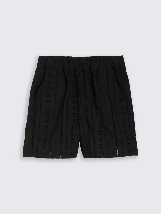 Shorts mit Lochstickerei von Denim Female, deep black