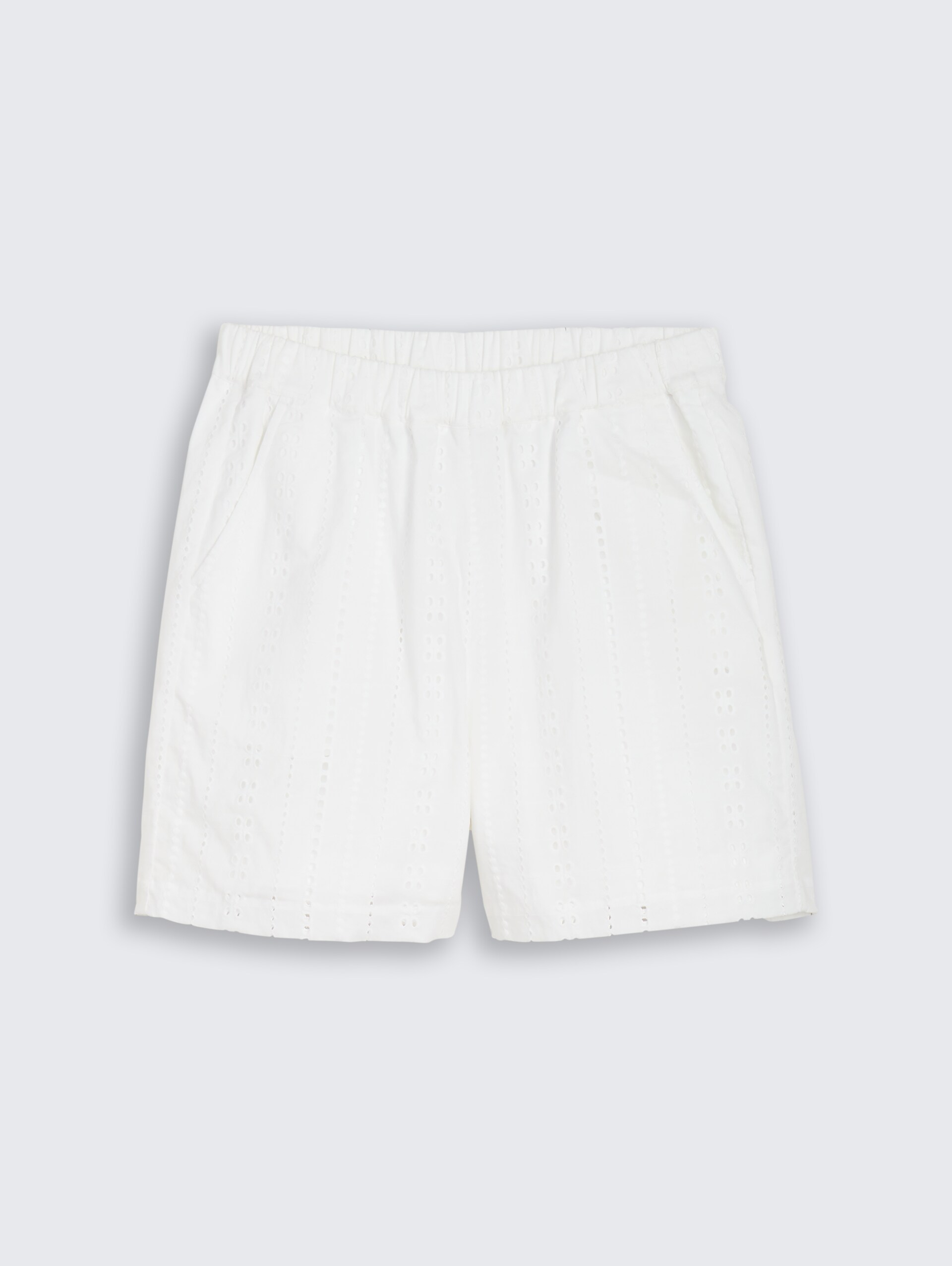 Shorts mit Lochstickerei - White - Vorder-Produkt-Ansicht