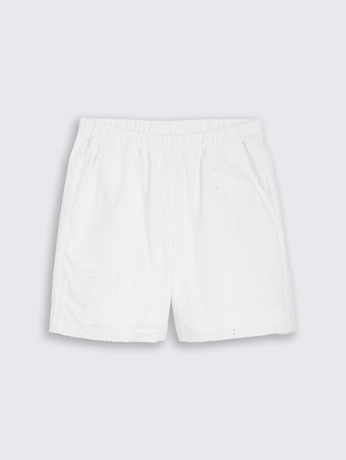 Shorts mit Lochstickerei von Denim Female, White