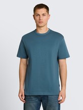Relaxed fit T-shirt van katoen - tide petrol - Nek model vooraanzicht