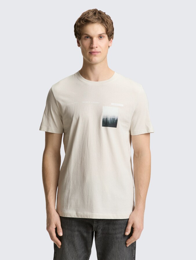 T-Shirt mit Fotoprint von Denim Male, greyish white