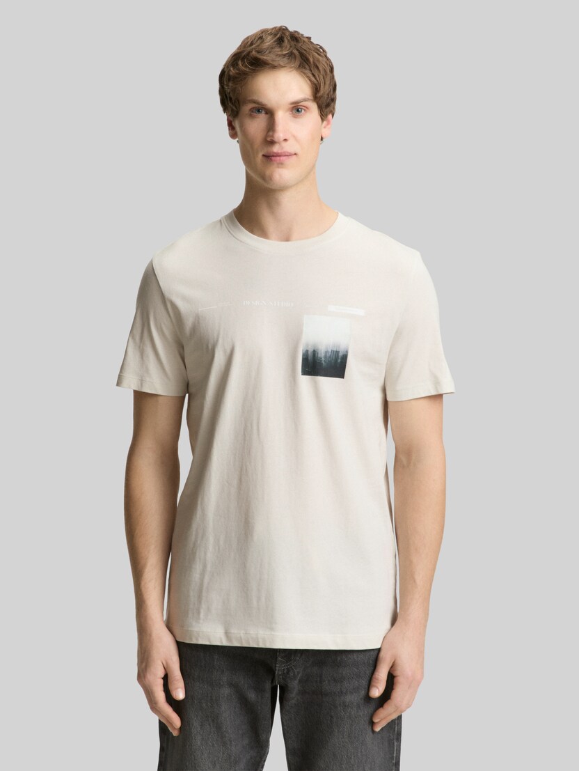 T-shirt met fotoprint door Denim Male, greyish white