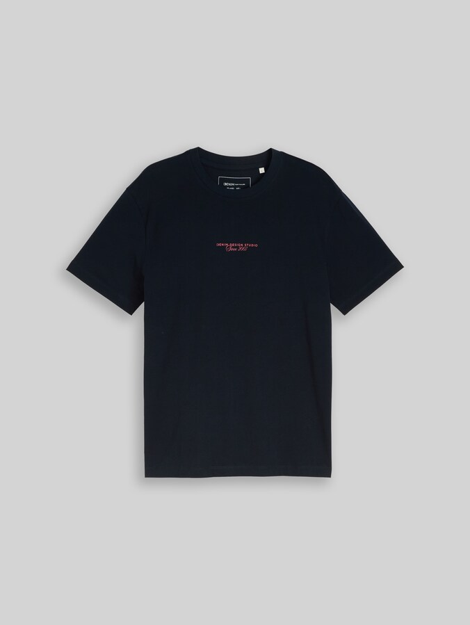 Relaxed fit T-shirt with back print by Denim Male, sky captain blue