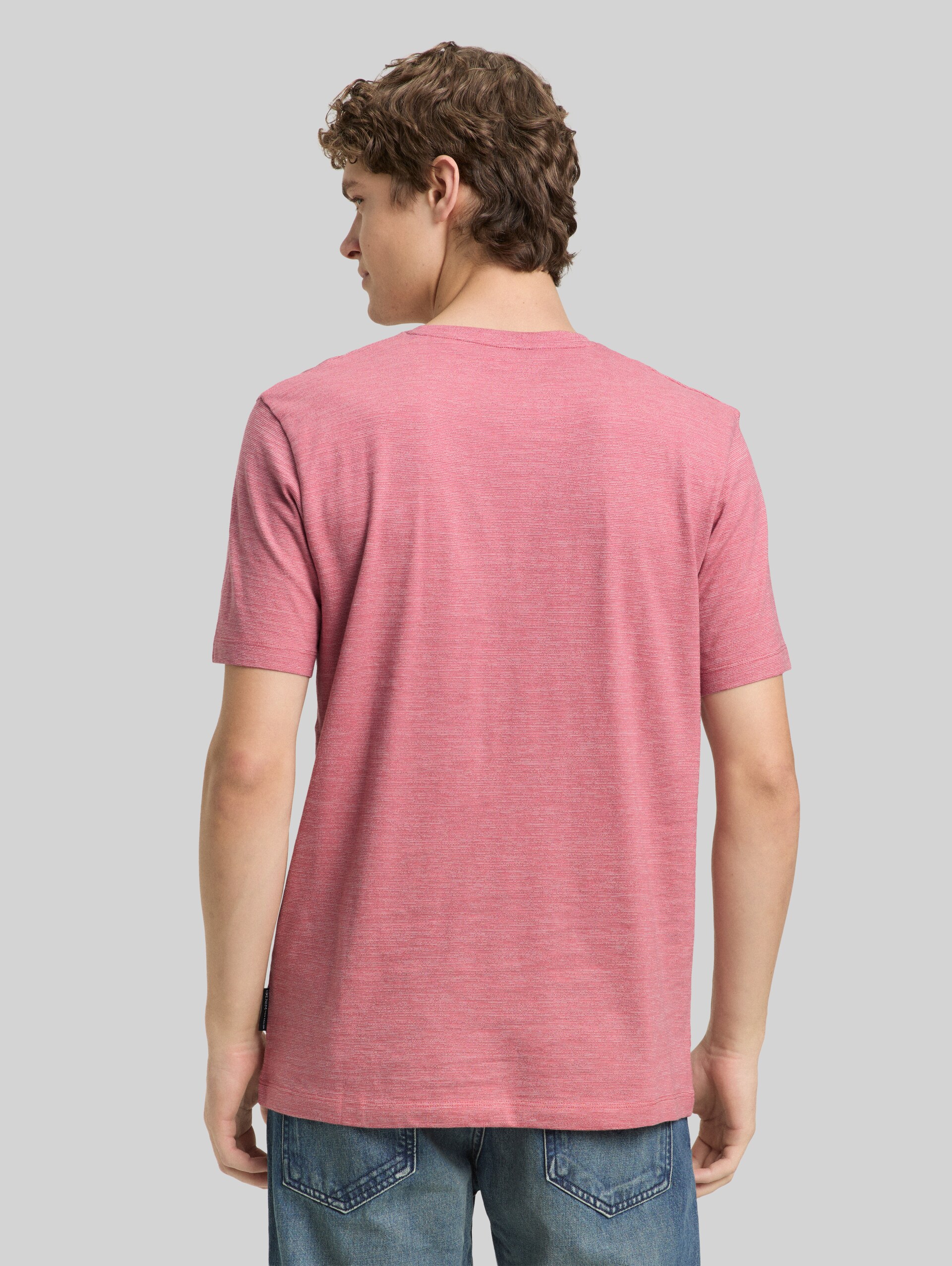 T-shirt in melange look - baroque rose melange - Neckline model-back view