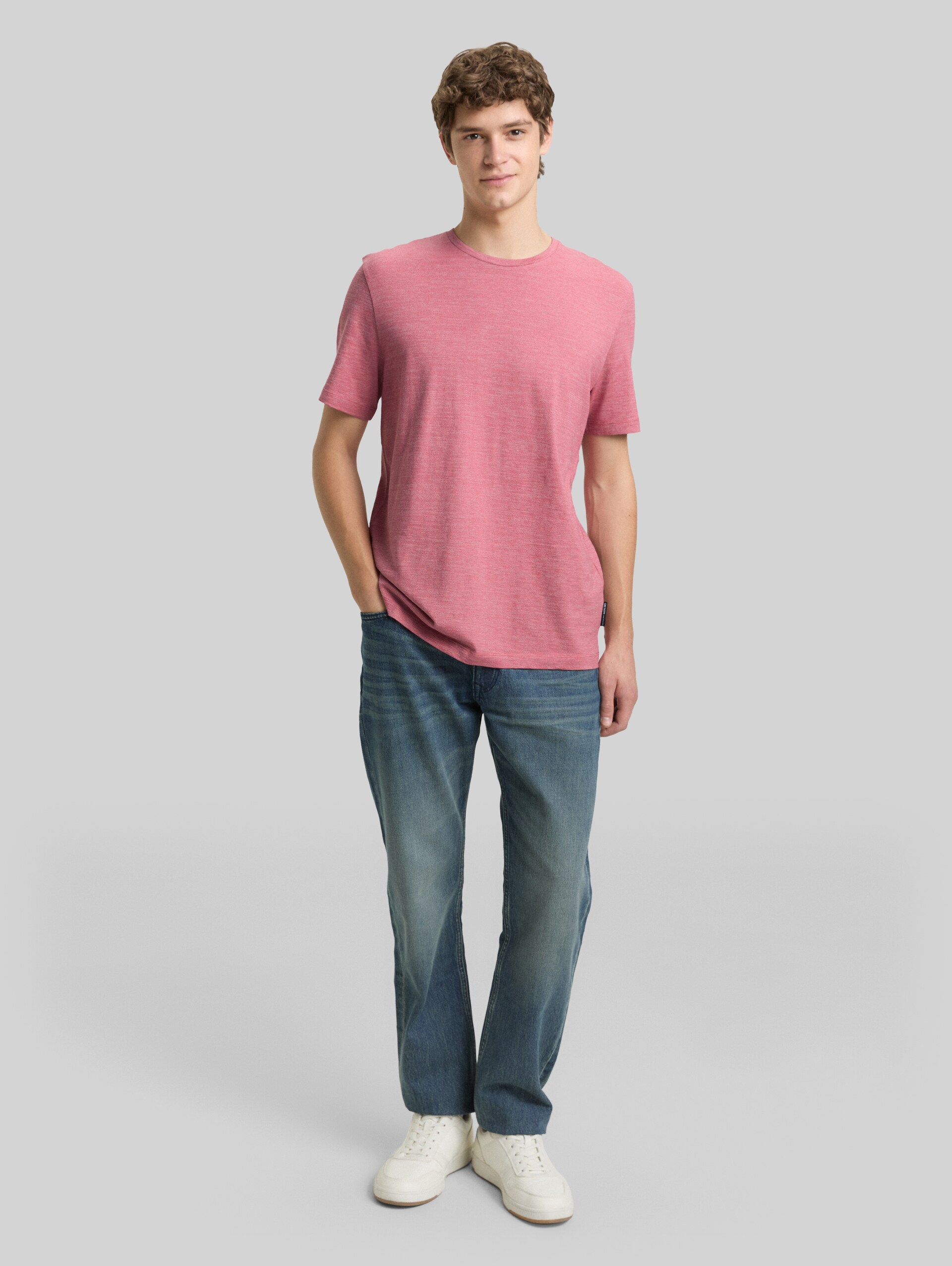 T-shirt in melange look - baroque rose melange - Model front view
