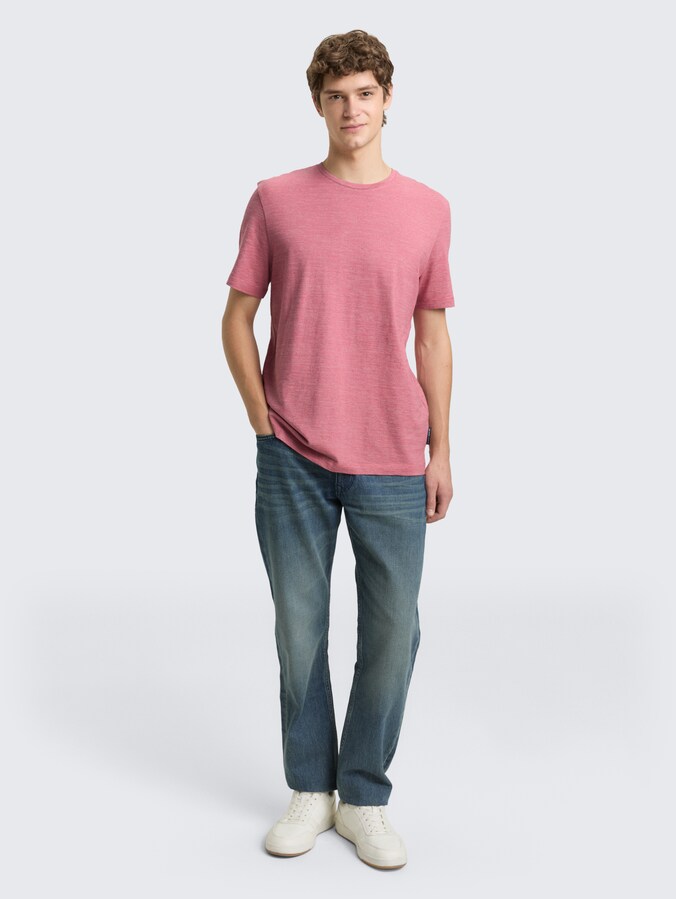 T-Shirt in Melange-Optik von Denim Male, baroque rose melange