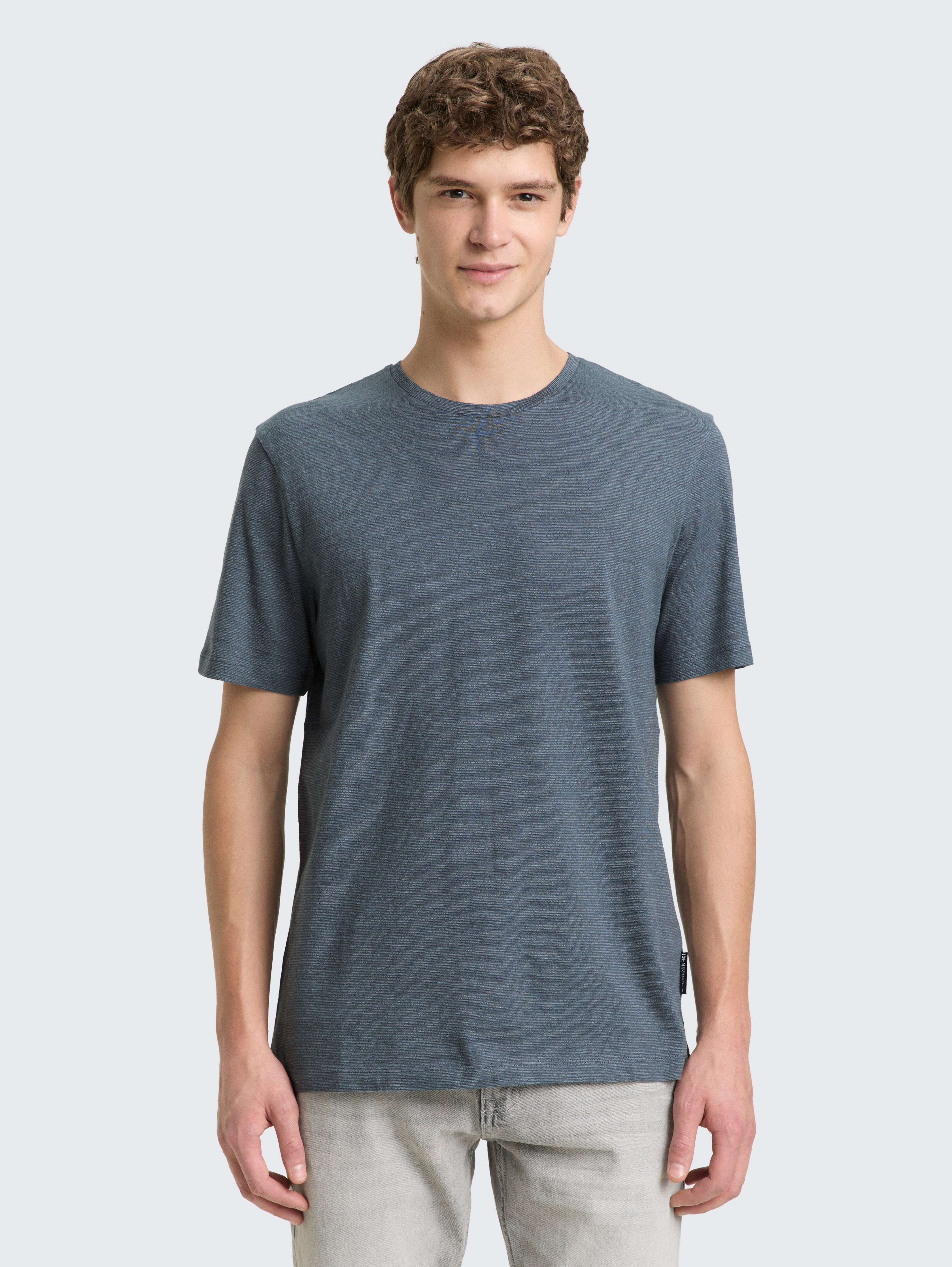 T-Shirt in Melange-Optik von Denim Male, urban medium grey melange
