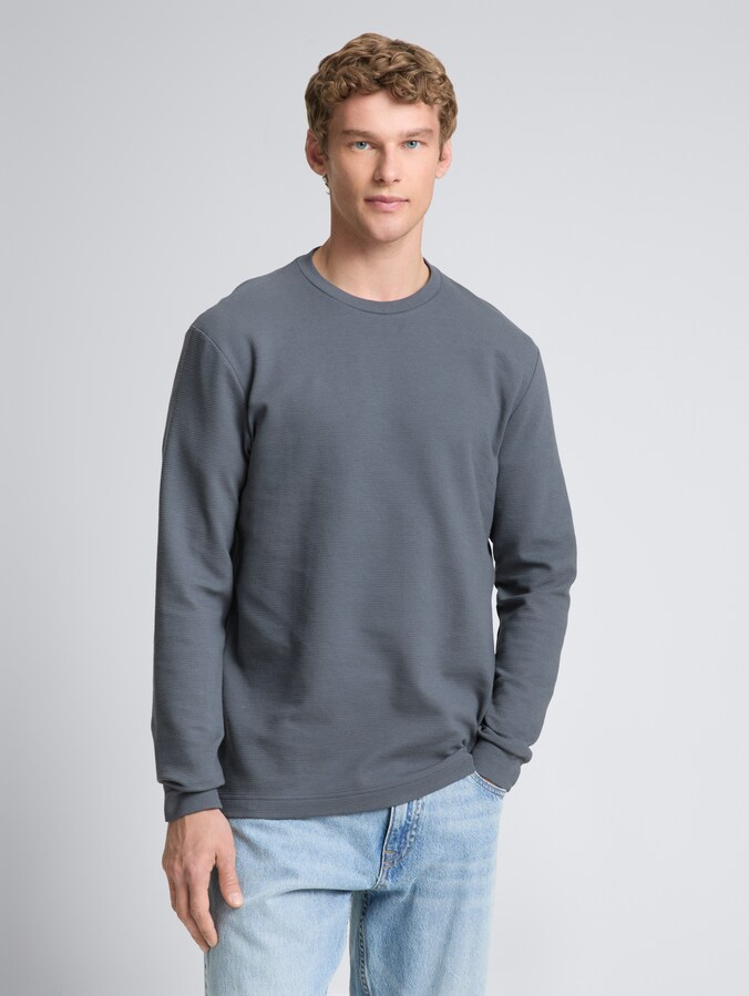 Long-sleeved cotton shirt by Denim Male, urban medium grey