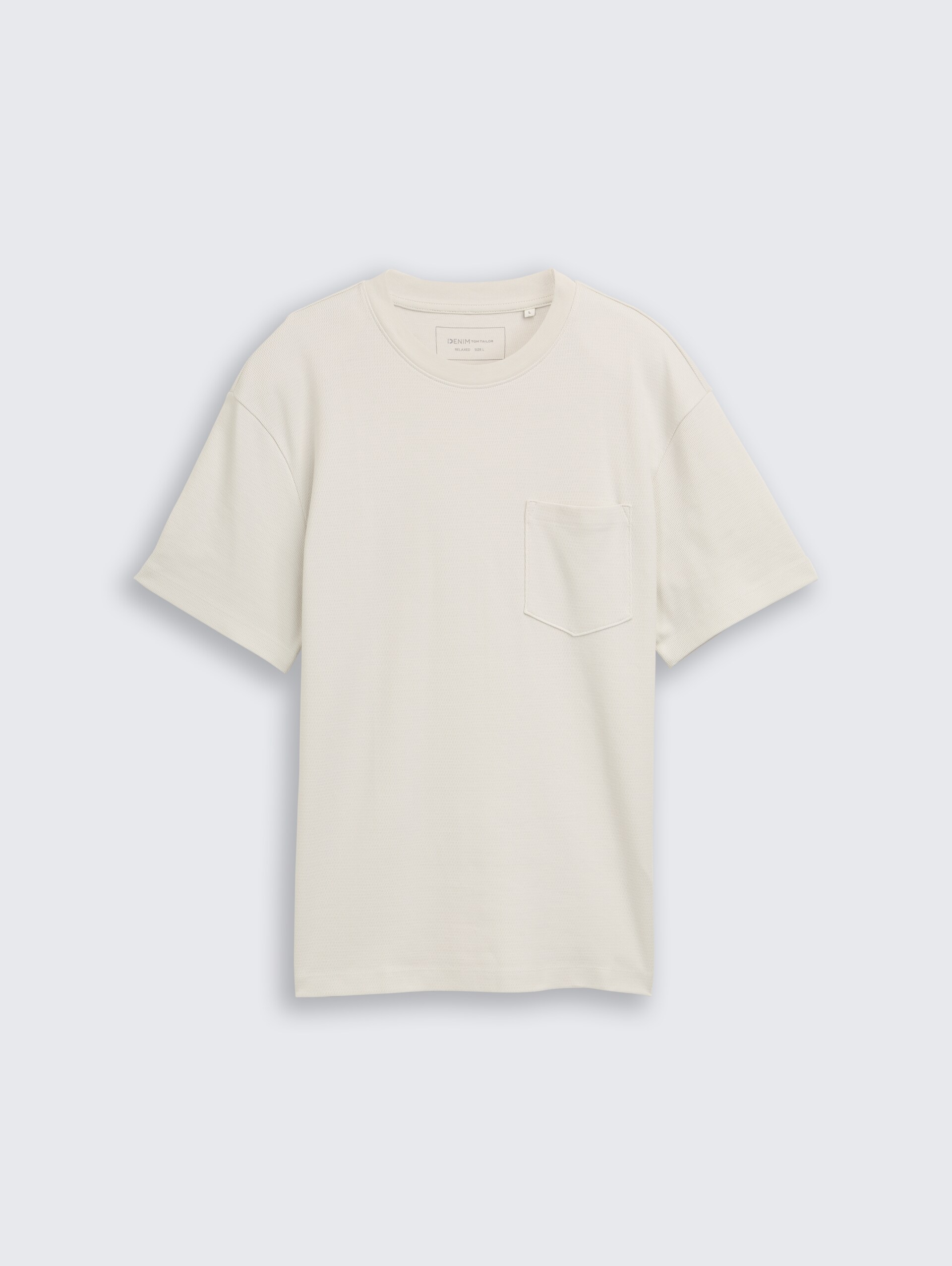Relaxed Fit T-Shirt mit Brusttasche - greyish white - Vorder-Produkt-Ansicht