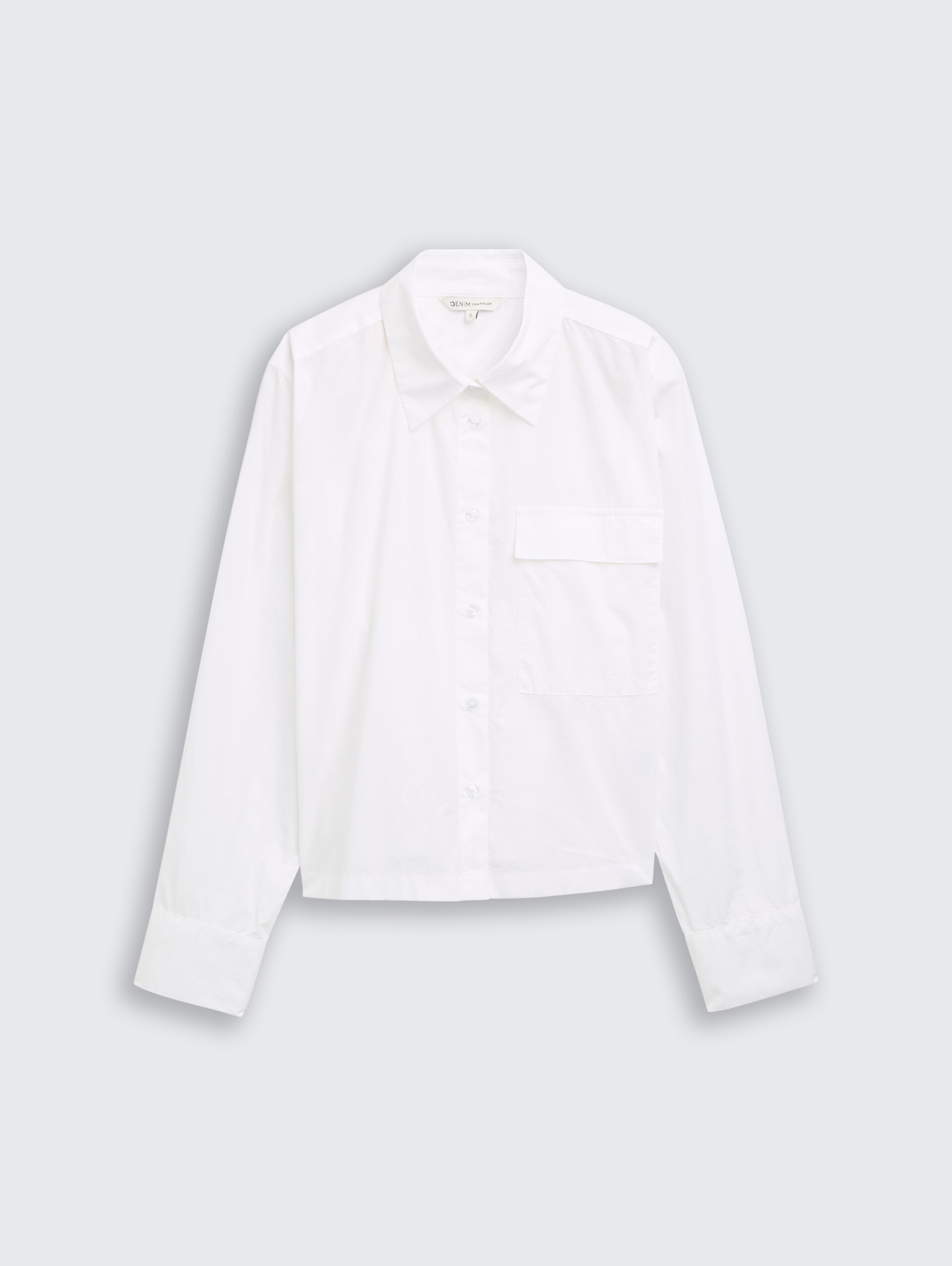 Boxy Fit Hemdbluse aus Baumwolle - White - Vorder-Produkt-Ansicht