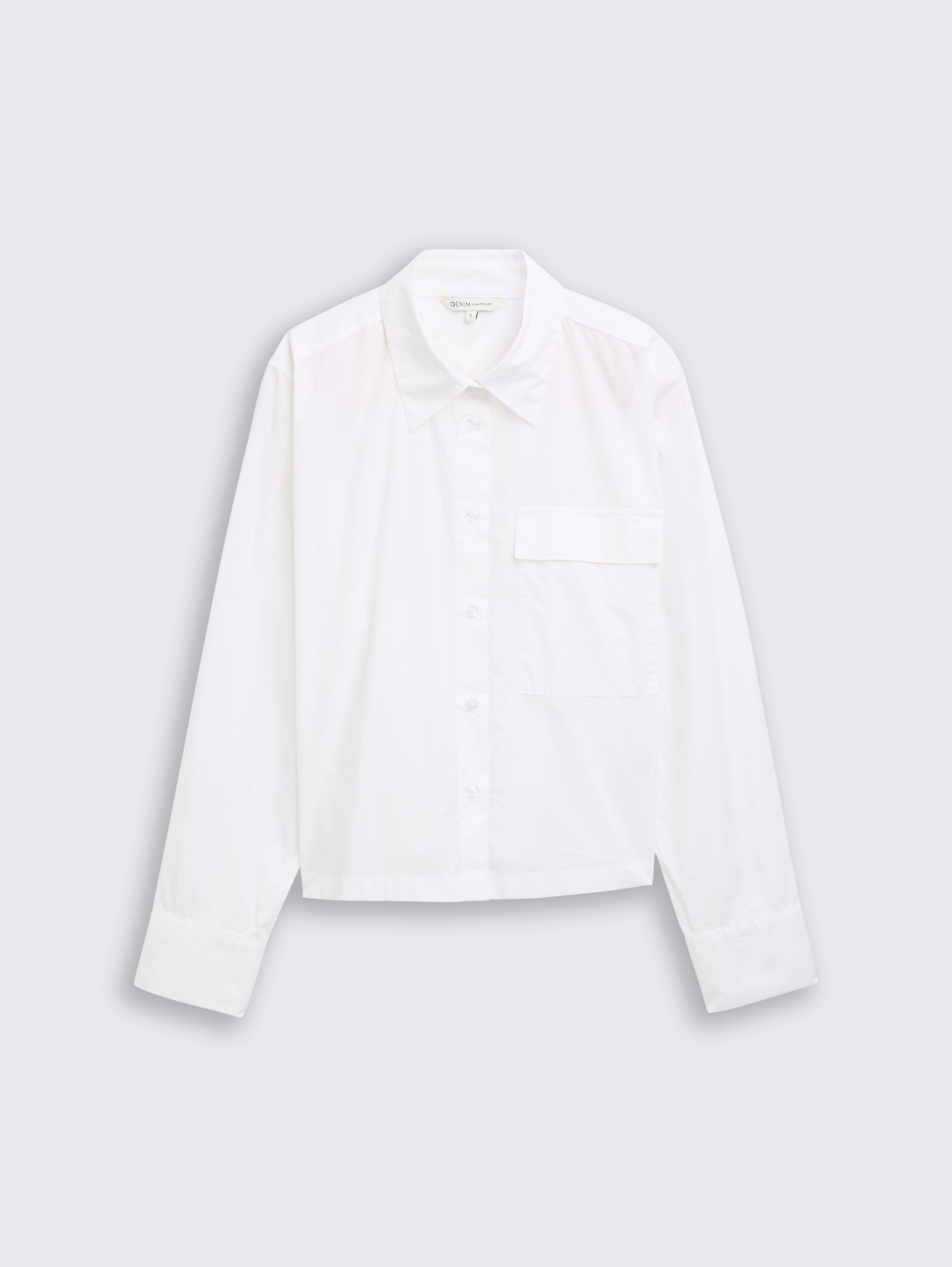 Boxy fit overhemdblouse van katoen - White - Product vooraanzicht