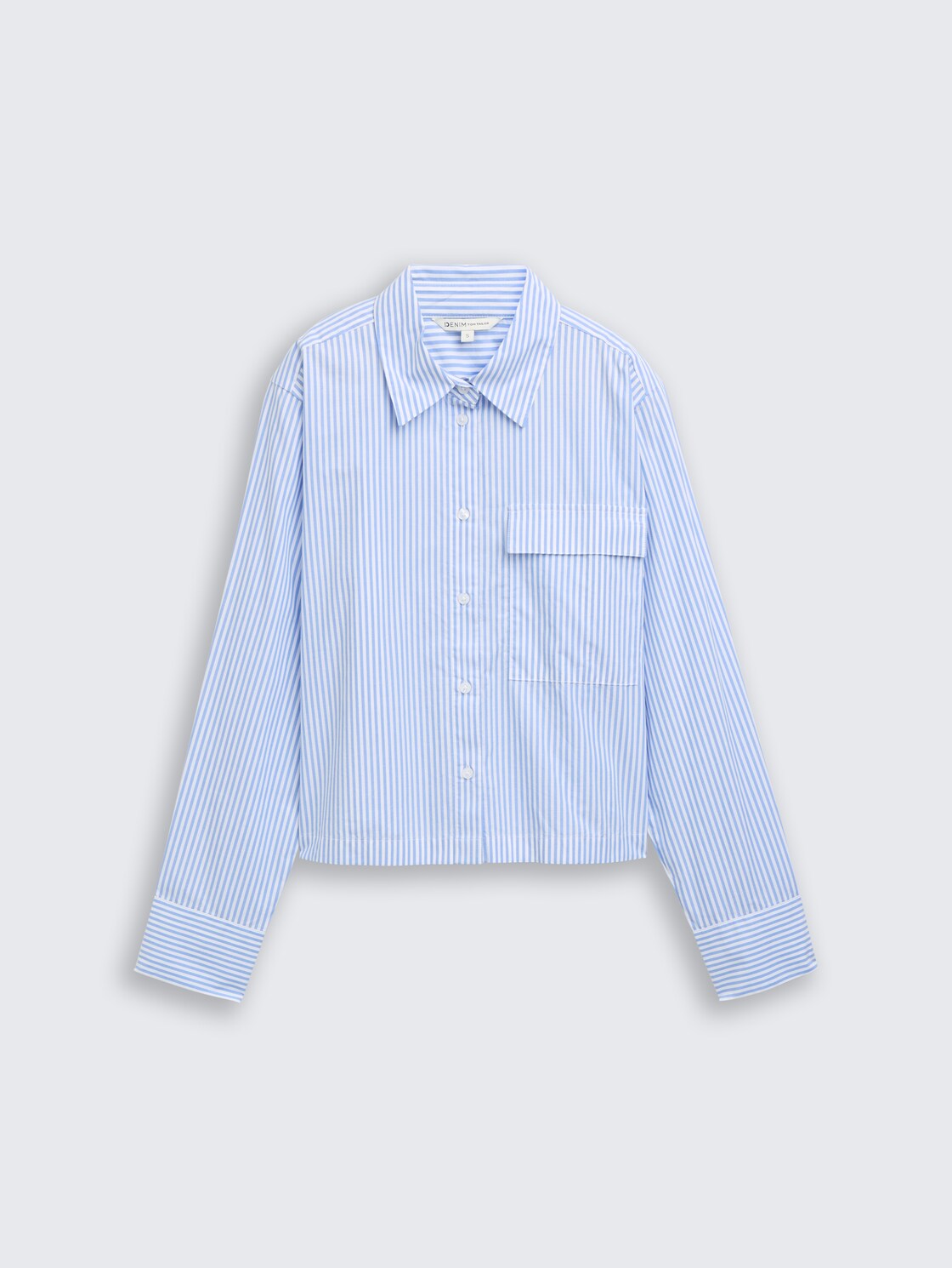 Boxy Fit Hemdbluse aus Baumwolle - blue white strripe - Vorder-Produkt-Ansicht