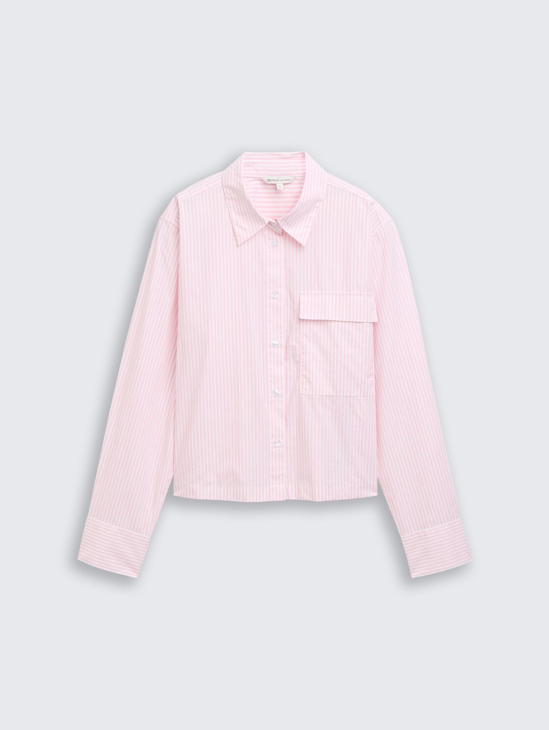 Boxy Fit Hemdbluse aus Baumwolle - soft mauve white stripe - Vorder-Produkt-Ansicht