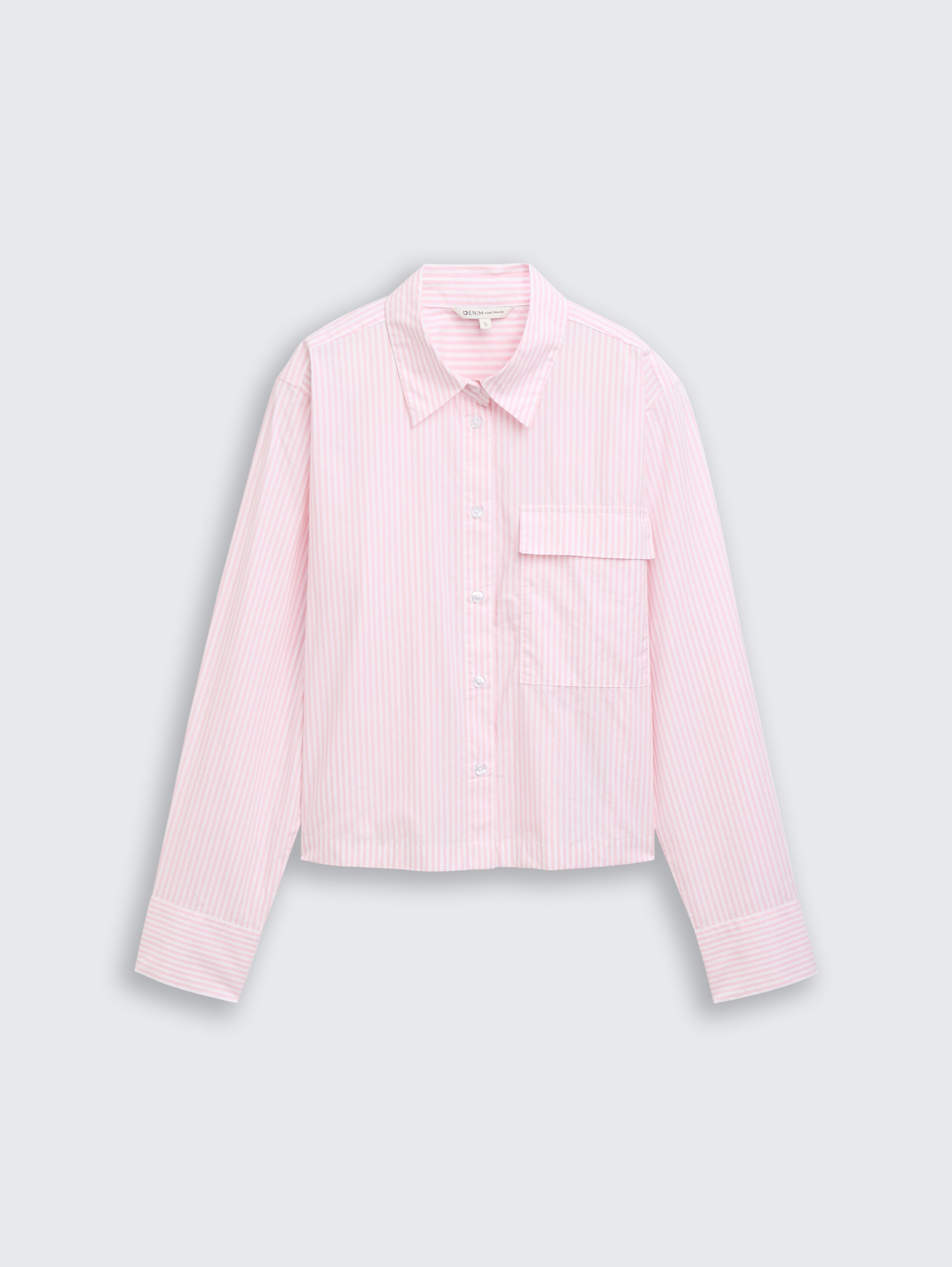 Boxy Fit Hemdbluse aus Baumwolle - soft mauve white stripe - Vorder-Produkt-Ansicht