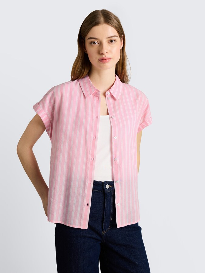 Blouse met streepmotief door Denim Female, blush pink stripe