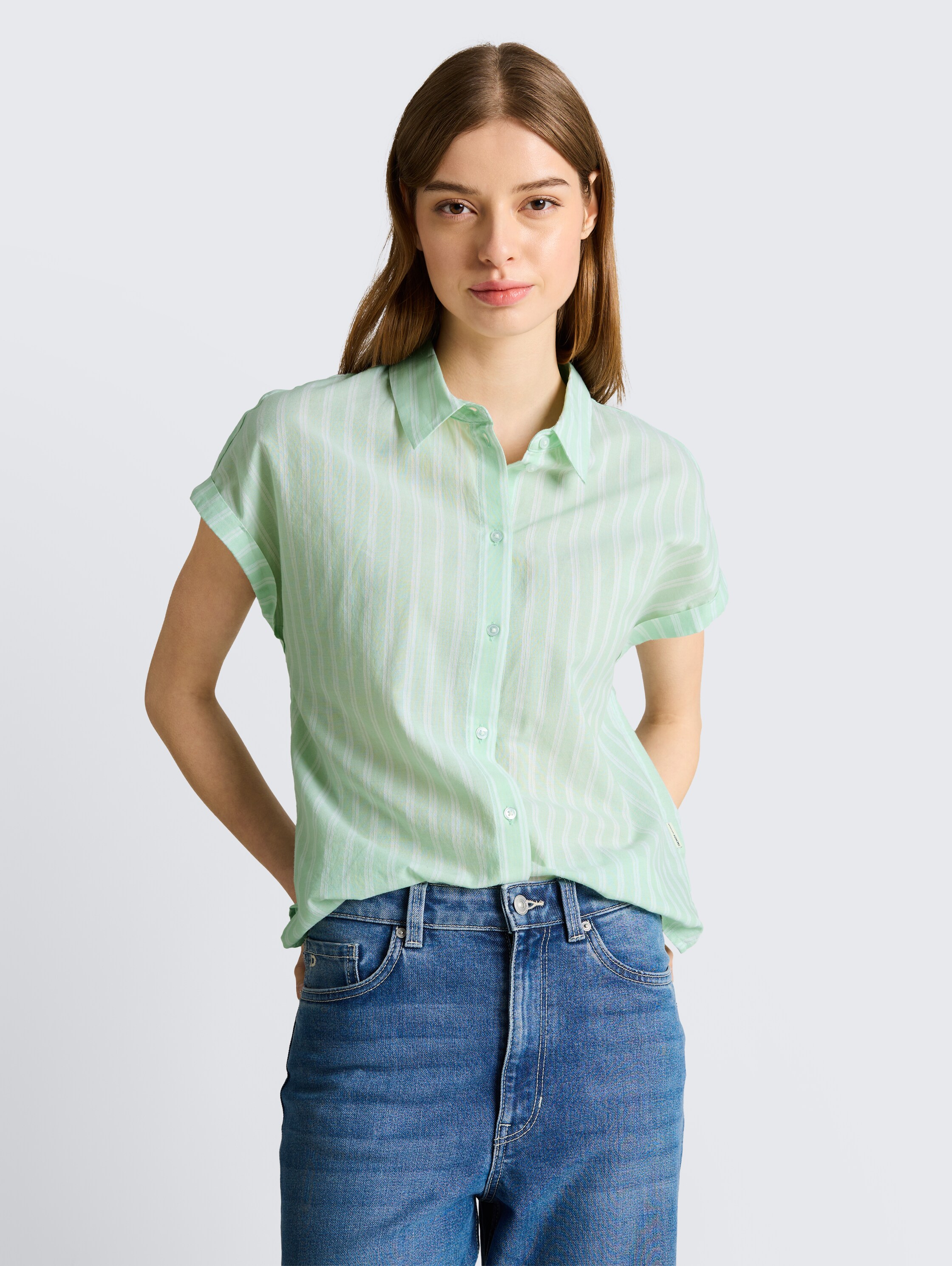Striped blouse - matcha_green_white_stripe - 