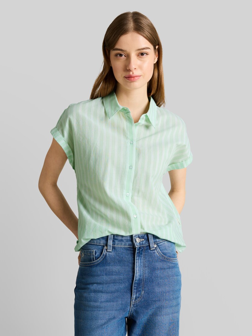 Bluse mit Streifenmuster von Denim Female, matcha green white stripe