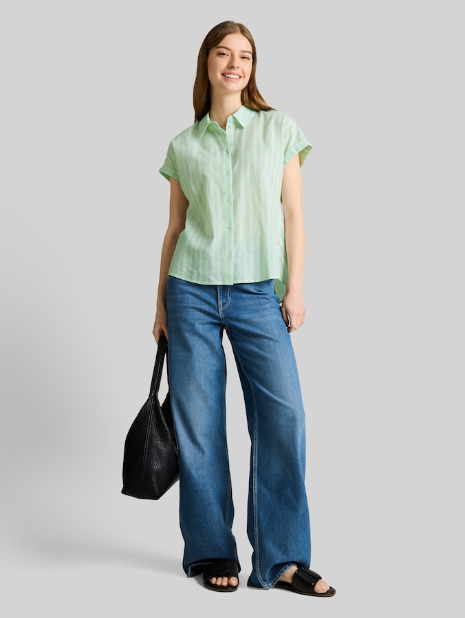 Bluse mit Streifenmuster von Denim Female, matcha green white stripe