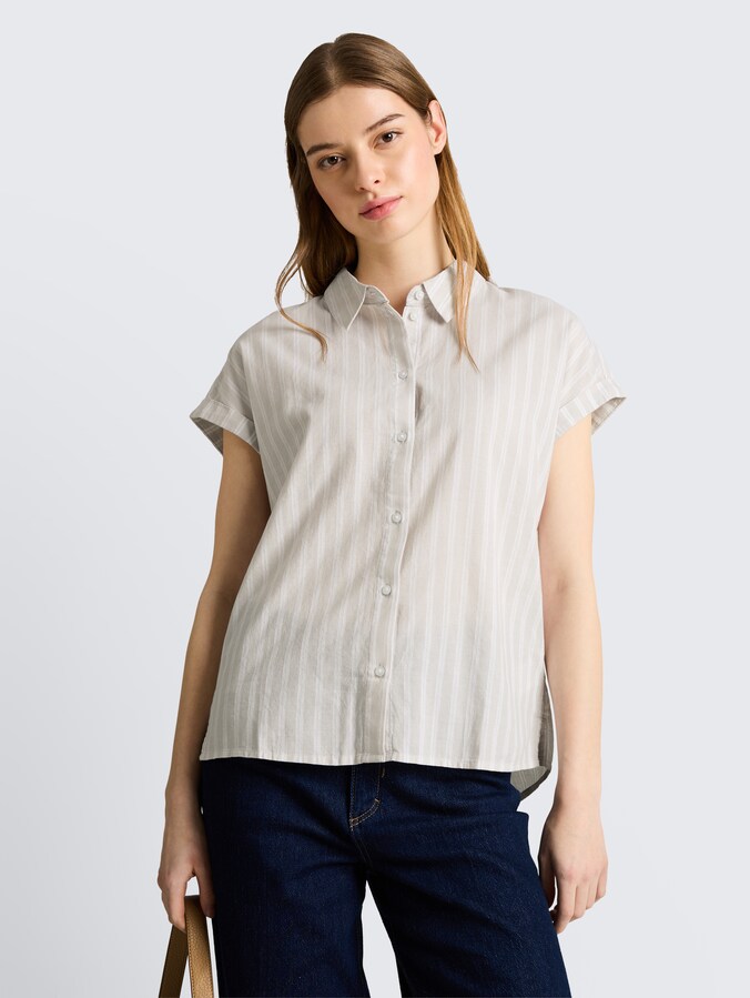 Blouse met streepmotief door Denim Female, beige white stripe