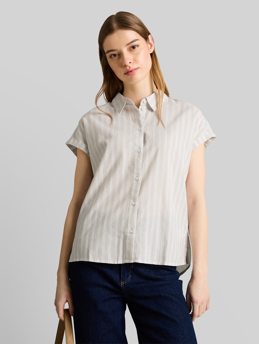 Bluse mit Streifenmuster von Denim Female, beige white stripe