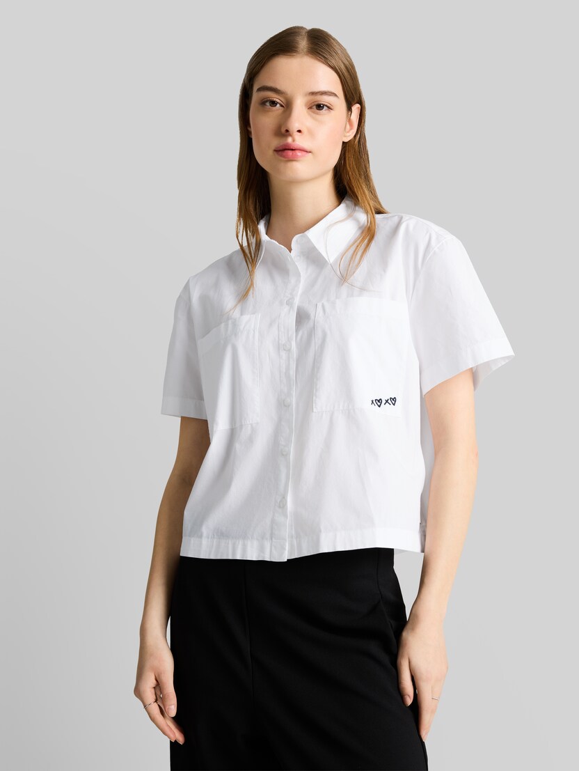 Boxy Fit Bluse aus Baumwolle von Denim Female, White
