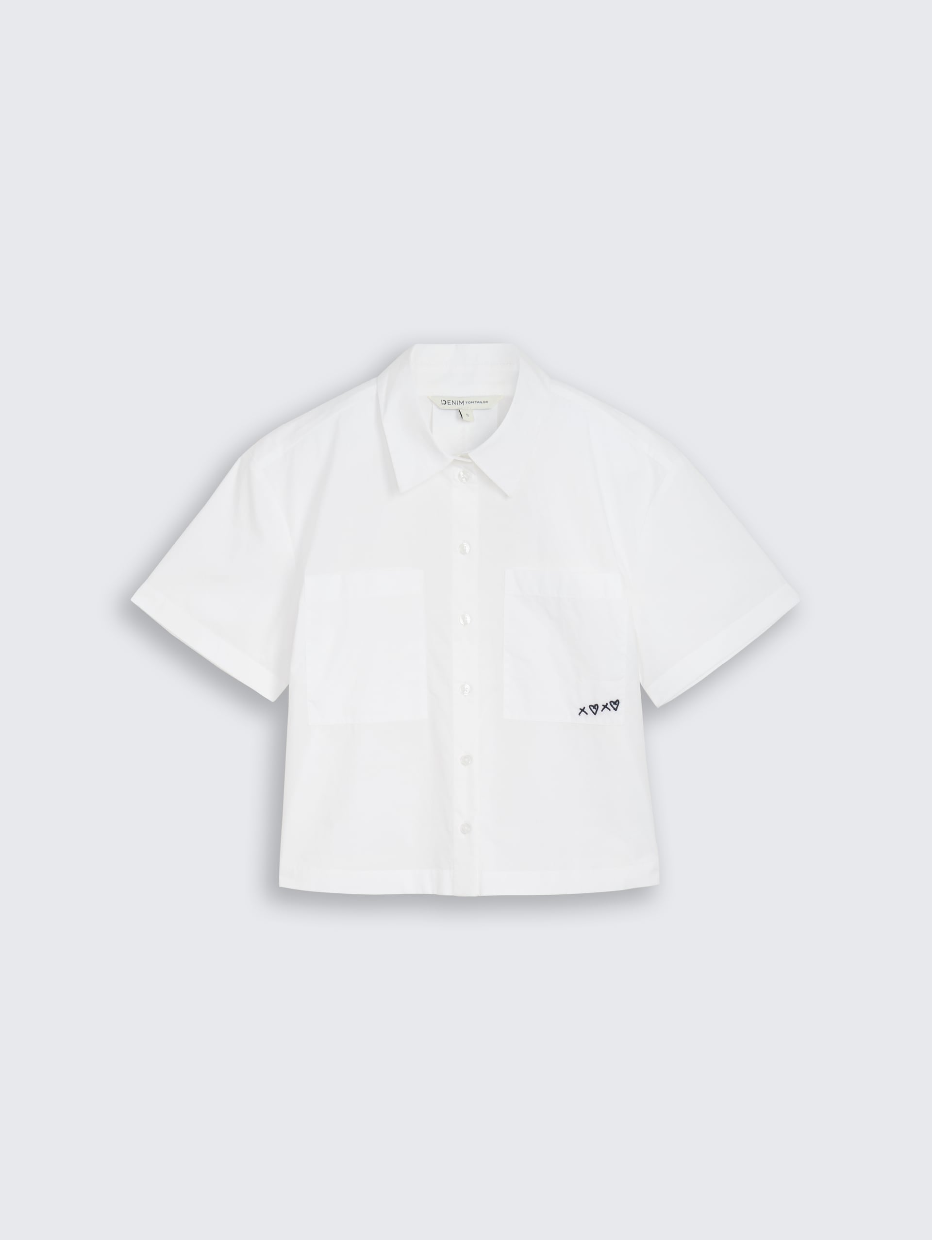 Boxy fit blouse van katoen - White - Product vooraanzicht