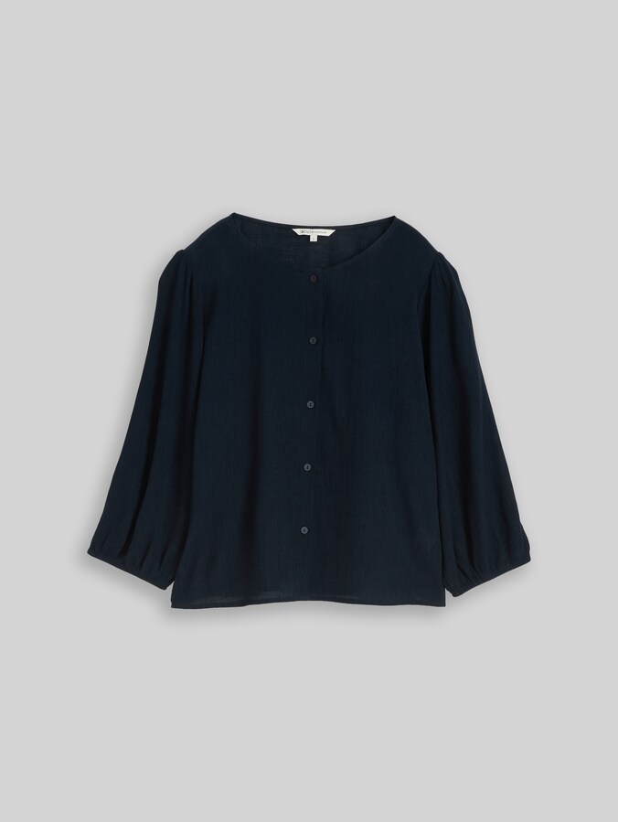 Chemisier froissé avec patte de boutonnage par Denim Female, sky captain blue