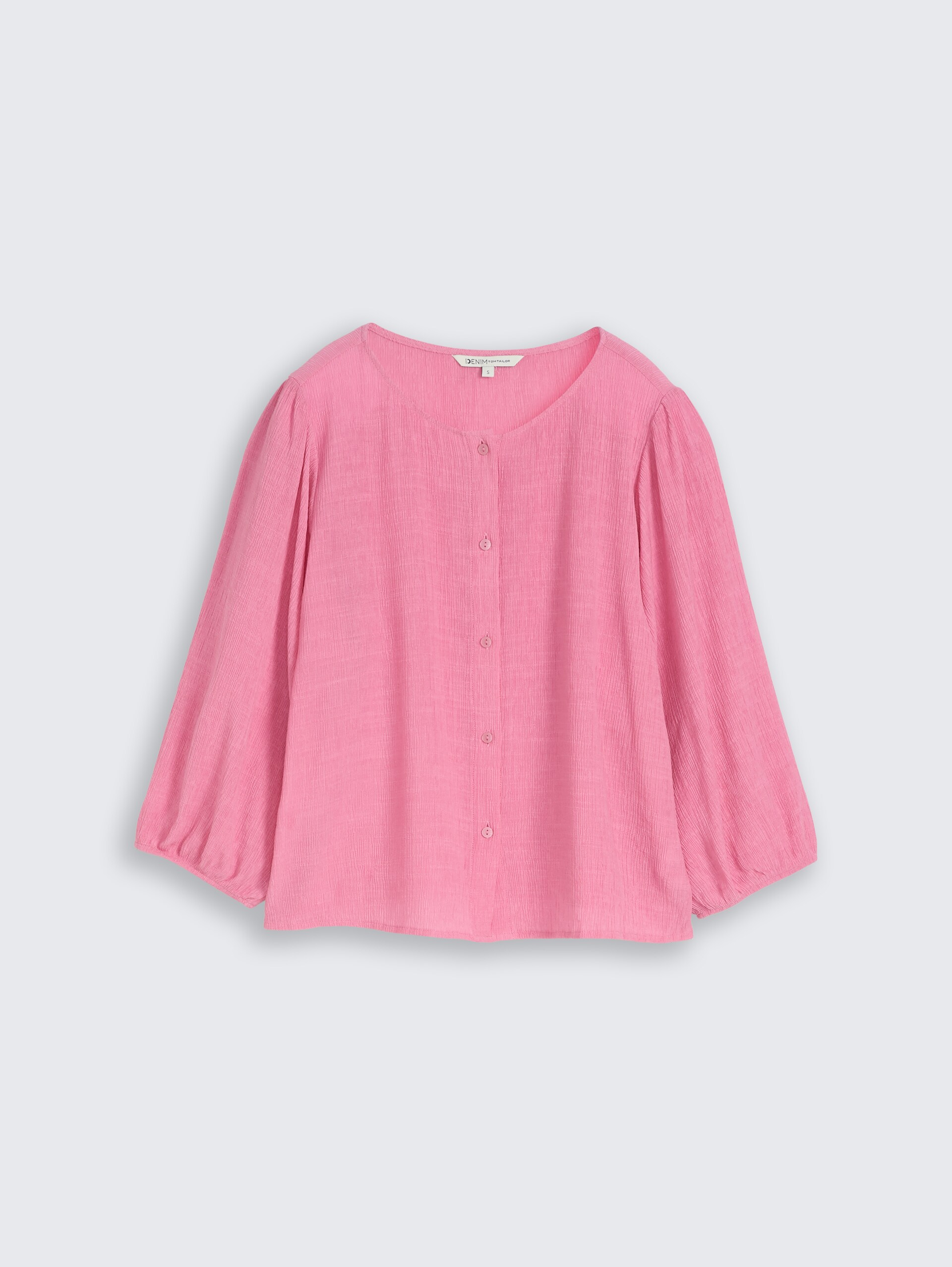 Crinkle Bluse mit Knopfleiste - Soft Blush Rose - Vorder-Produkt-Ansicht