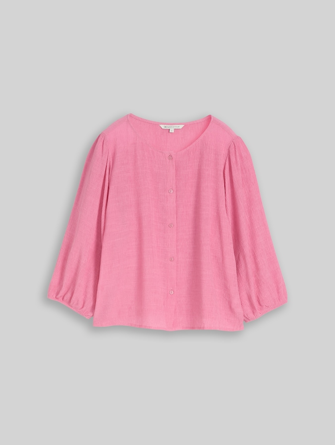 Crinkle blouse with button placket by Denim Female, Soft Blush Rose