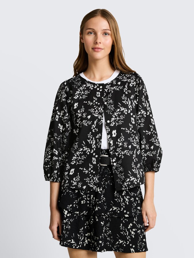 Blouse met bloemenprint door Denim Female, black white flower print
