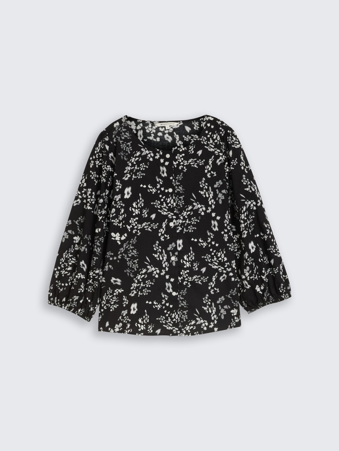 Bluse mit Blumenmuster - black white flower print - Vorder-Produkt-Ansicht