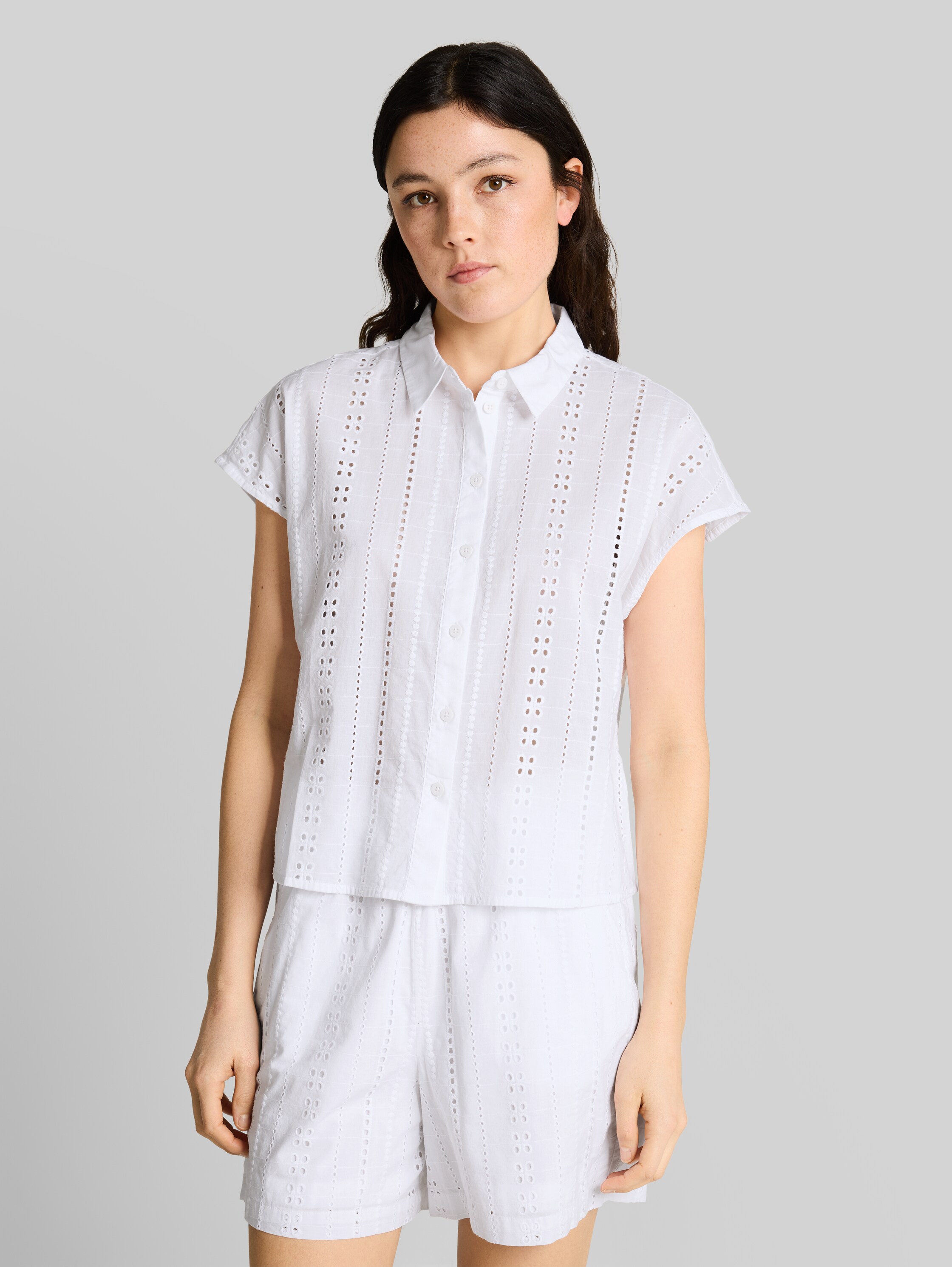 TOM TAILOR Blusa Basic Donna In Viscosa, Colletto Kent, Senza Maniche, Lavabile In Lavatrice