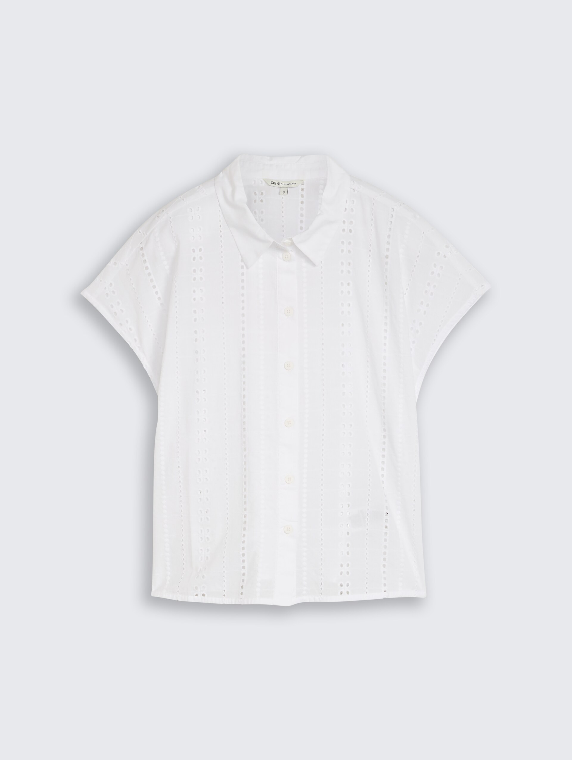 Blouse with eyelet embroidery - White - Front product view