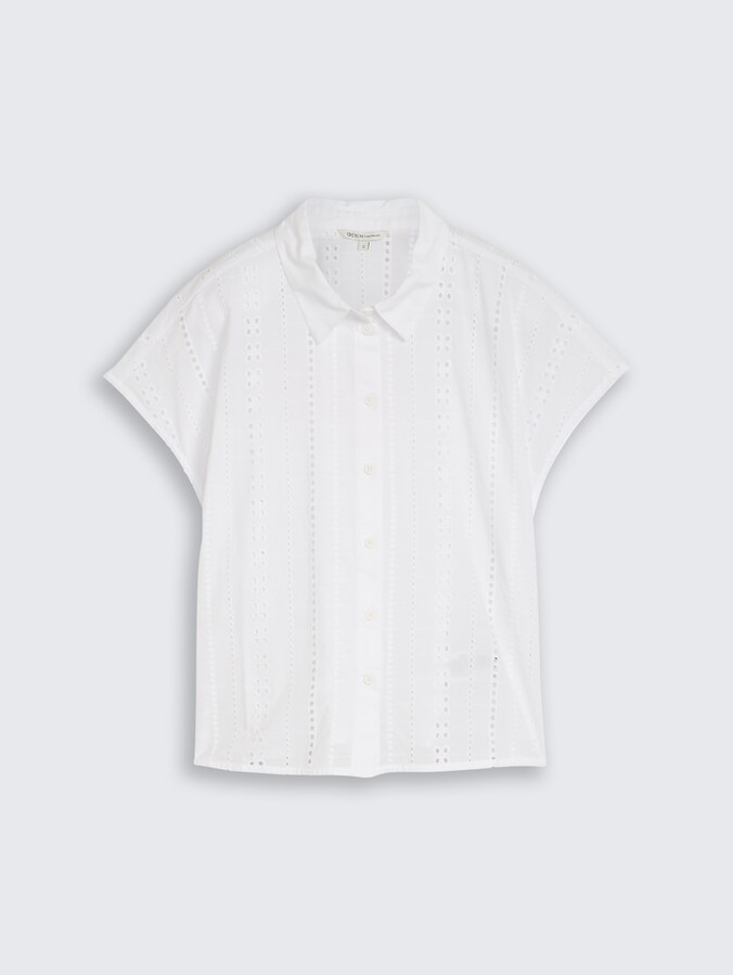 Bluse mit Lochstickerei von Denim Female, White