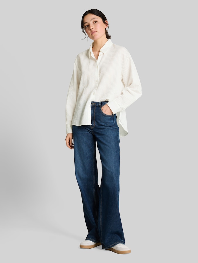 Chemisier ample en seersucker par Denim Female, off white