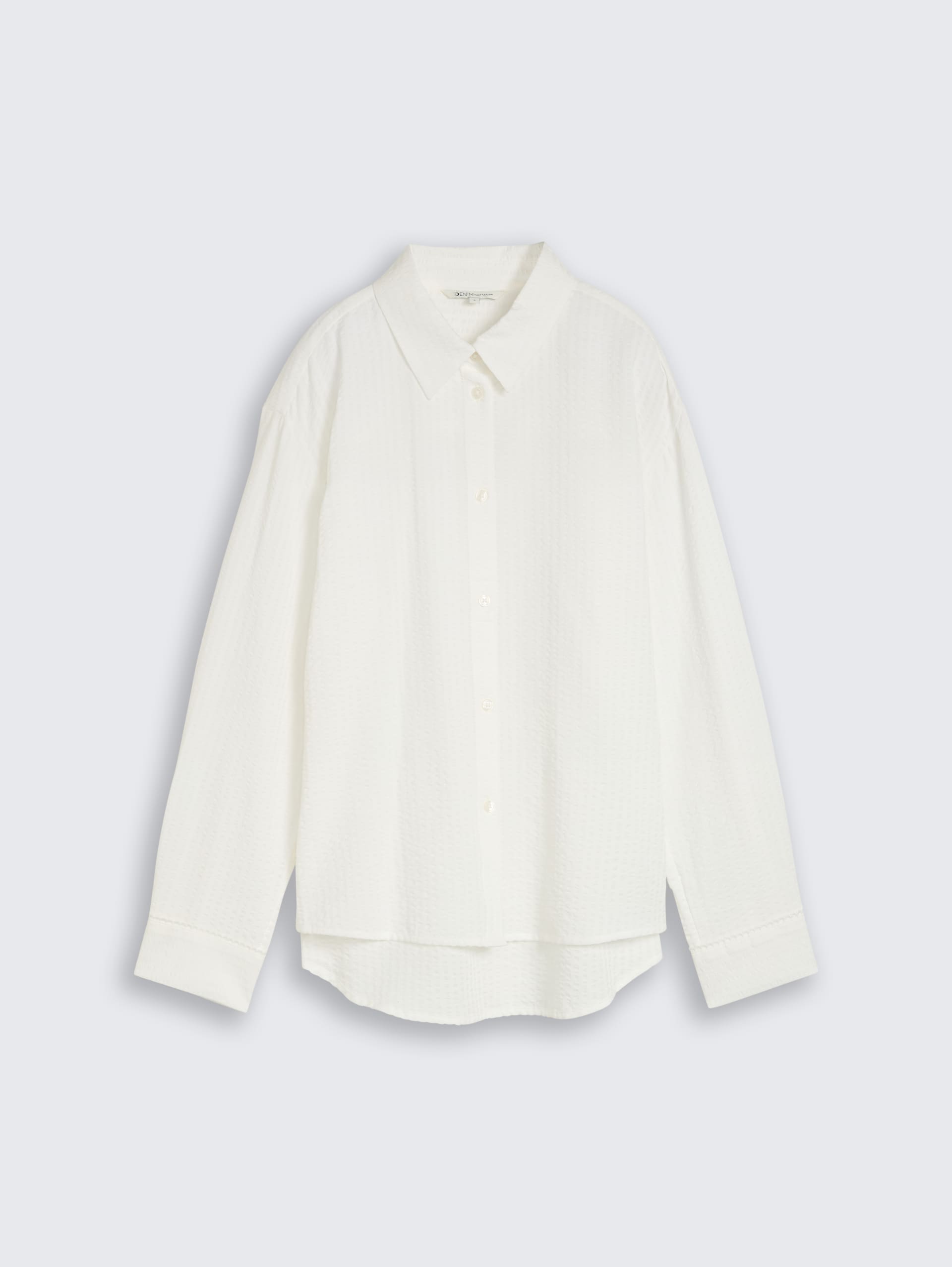 Loose fit seersucker overhemdblouse - off white - Product vooraanzicht