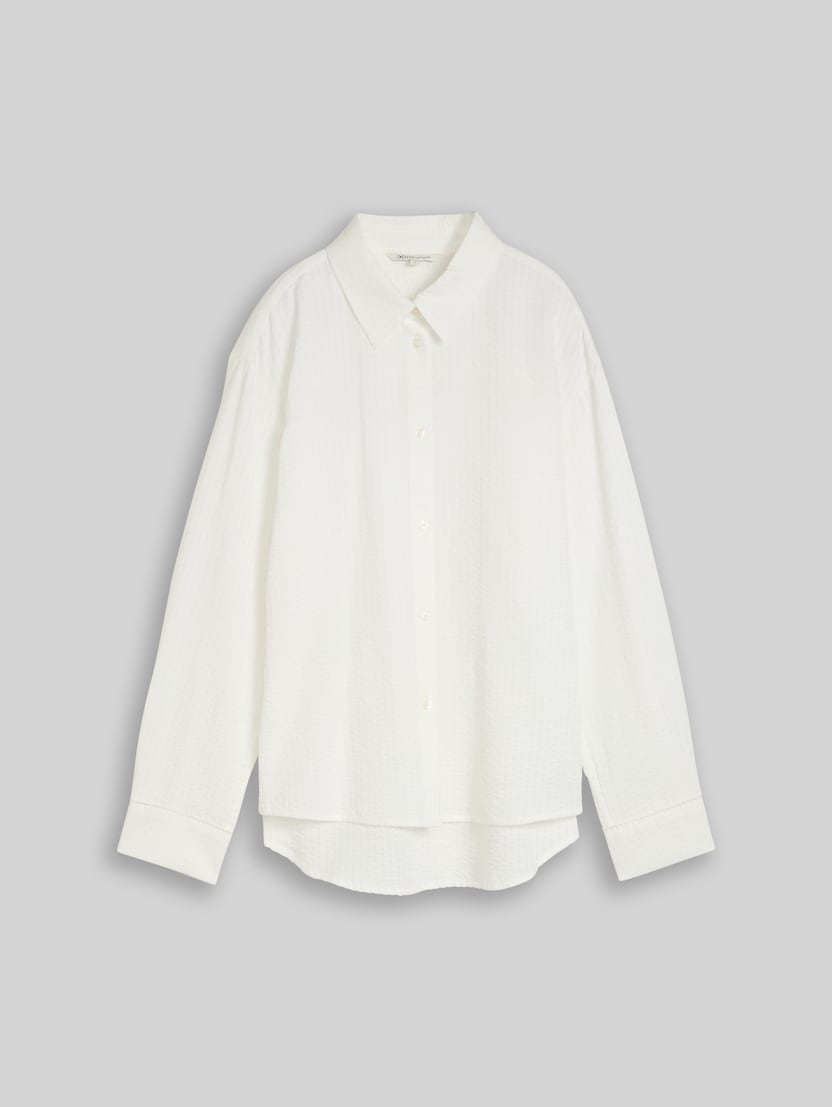 Loose fit seersucker shirt blouse by Denim Female, off white