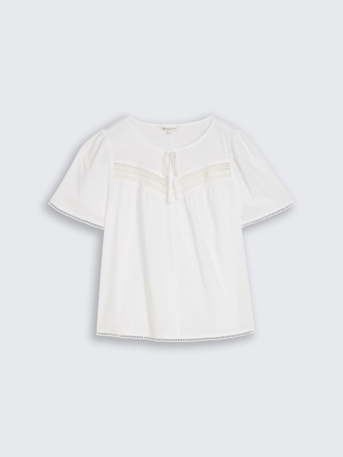 Bluse mit Häkel-Details - White - Vorder-Produkt-Ansicht