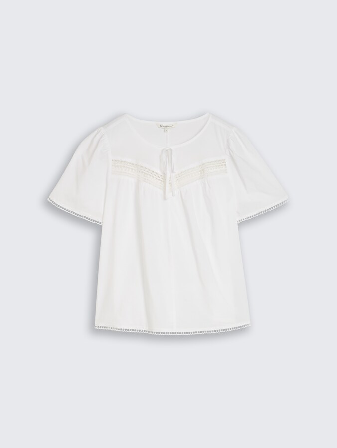 Bluse mit Häkel-Details von Denim Female, White