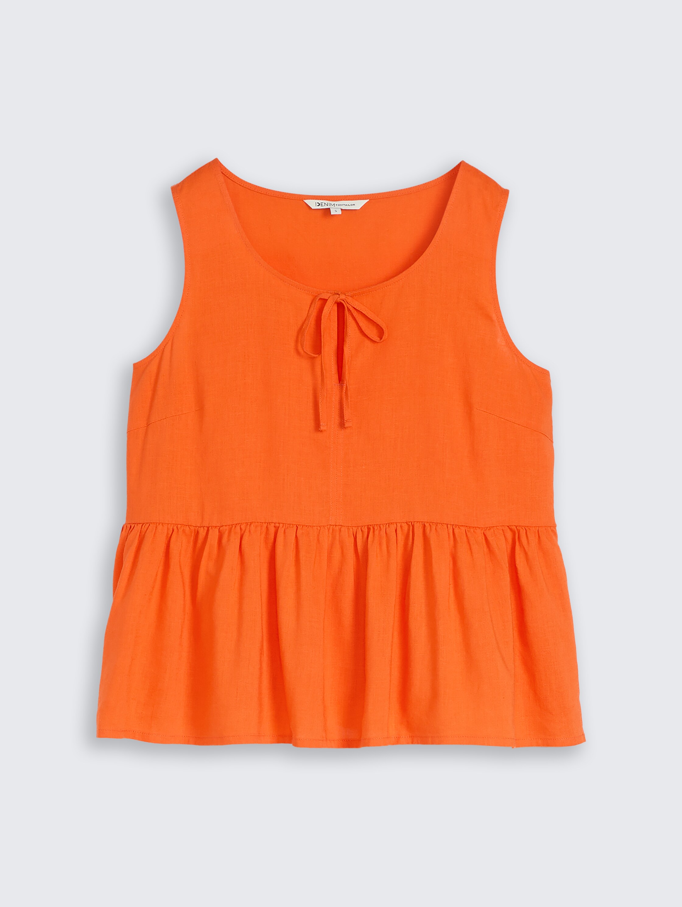 Blouse top with linen blend - fiery_orange - 