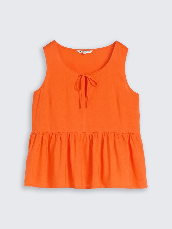 Blusentop mit Leinenanteil von Denim Female, Fiery Orange